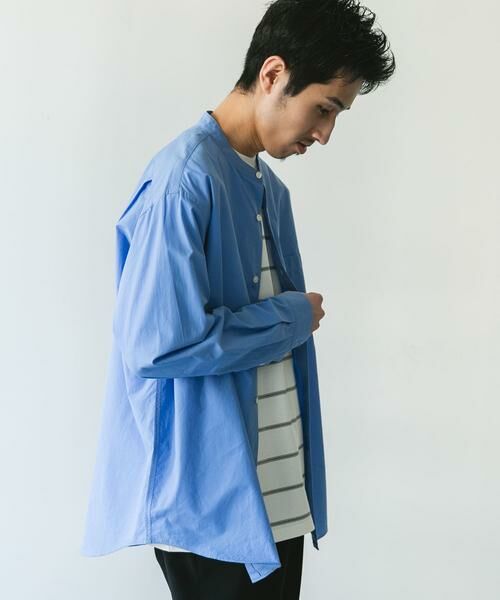 URBAN RESEARCH DOORS / アーバンリサーチ ドアーズ シャツ・ブラウス | シルクブレンド ロングスリーブバンドカラーシャツ | 詳細4