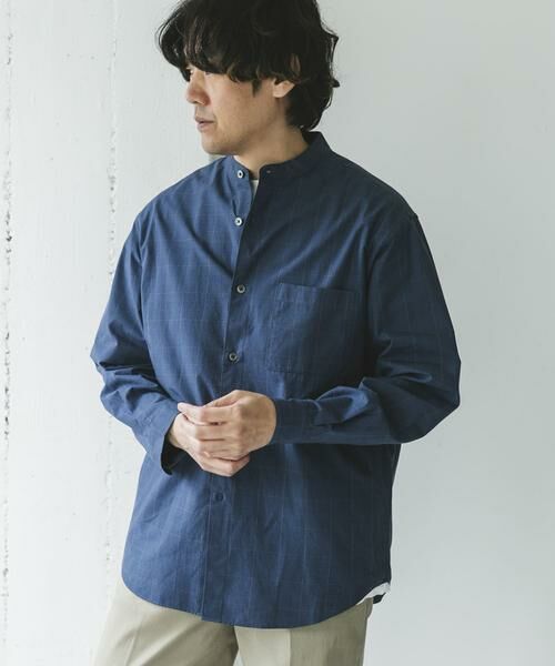 URBAN RESEARCH DOORS / アーバンリサーチ ドアーズ シャツ・ブラウス | シルクブレンド ロングスリーブバンドカラーシャツ | 詳細30