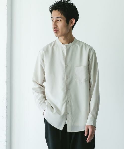 URBAN RESEARCH DOORS / アーバンリサーチ ドアーズ シャツ・ブラウス | 『WEB/一部店舗限定サイズ』『吸水速乾』セオアルファバンドカラーロングスリーブシャツ(オフホワイト)