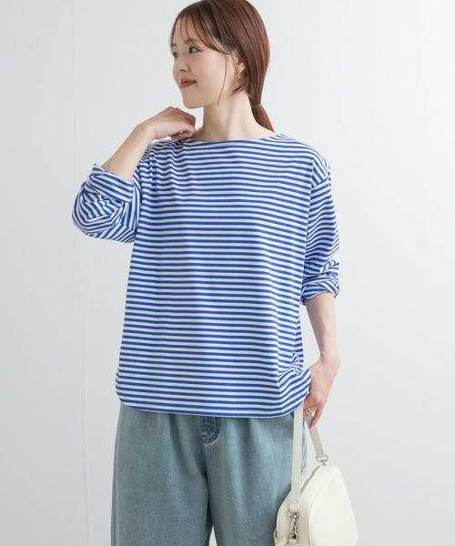 URBAN RESEARCH DOORS / アーバンリサーチ ドアーズ Tシャツ | ラウンドヘムボーダーロングTシャツ | 詳細1