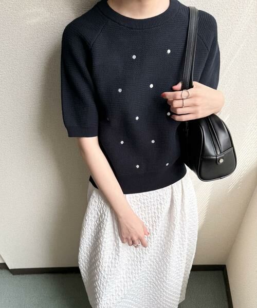 URBAN RESEARCH DOORS / アーバンリサーチ ドアーズ ニット・セーター | ラメドット刺繍ニット | 詳細1