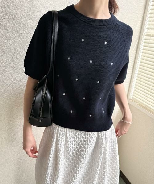 URBAN RESEARCH DOORS / アーバンリサーチ ドアーズ ニット・セーター | ラメドット刺繍ニット | 詳細2