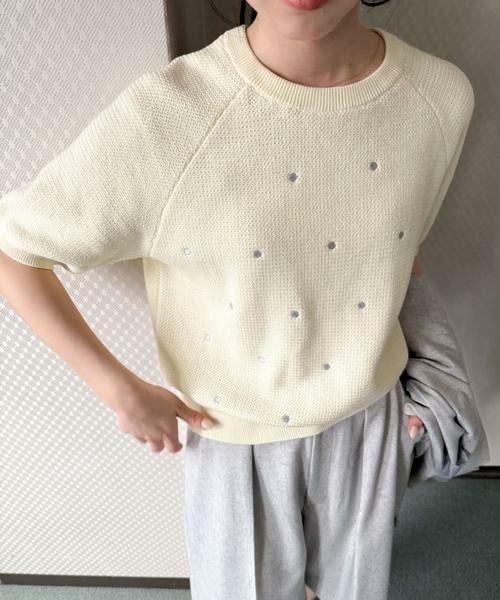URBAN RESEARCH DOORS / アーバンリサーチ ドアーズ ニット・セーター | ラメドット刺繍ニット | 詳細9