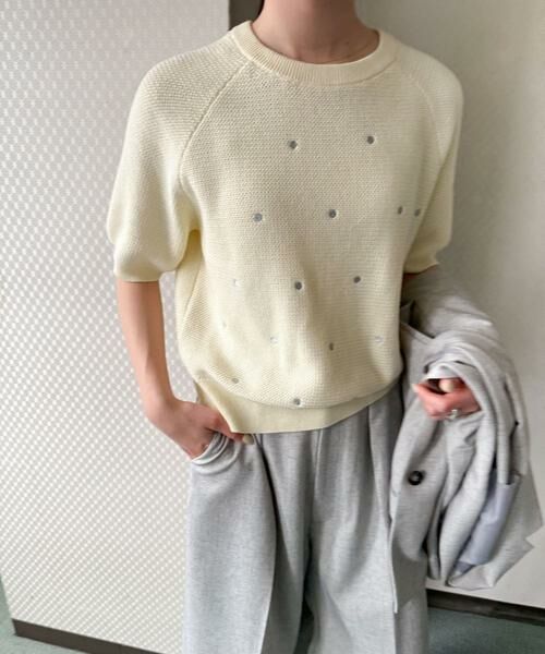 URBAN RESEARCH DOORS / アーバンリサーチ ドアーズ ニット・セーター | ラメドット刺繍ニット | 詳細13