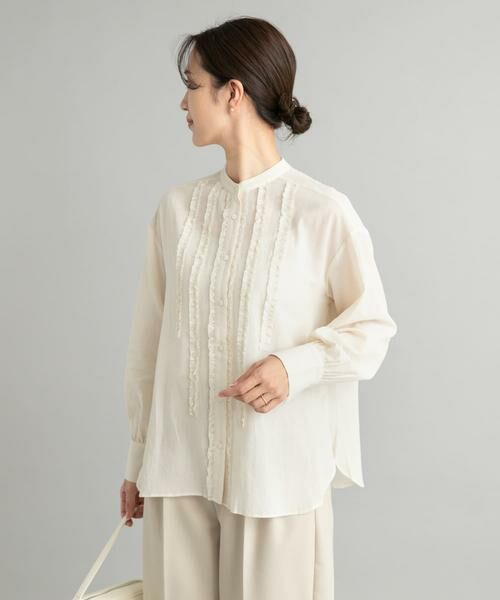 URBAN RESEARCH DOORS/アーバンリサーチ ドアーズ フロントフリルスタンドカラーブラウス ホワイト系その他 M URBAN RESEARCH DOORS/アーバンリサーチ ドアーズ フロントフリルスタンドカラーブラウス ホワイト系その他 M