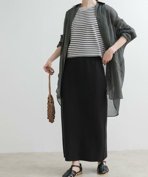 URBAN RESEARCH DOORS / アーバンリサーチ ドアーズ スカート | リネン混ニットストレートスカート | 詳細9