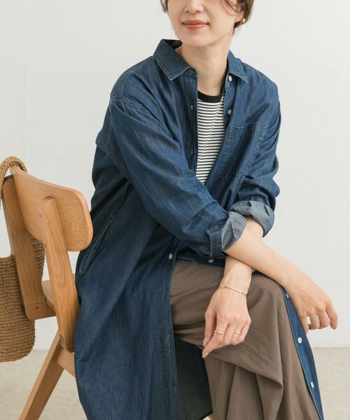 URBAN RESEARCH DOORS / アーバンリサーチ ドアーズ ワンピース | ライトコットンデニムシャツワンピース | 詳細1