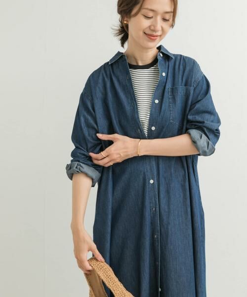 URBAN RESEARCH DOORS / アーバンリサーチ ドアーズ ワンピース | ライトコットンデニムシャツワンピース | 詳細3
