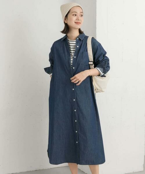URBAN RESEARCH DOORS / アーバンリサーチ ドアーズ ワンピース | ライトコットンデニムシャツワンピース | 詳細7