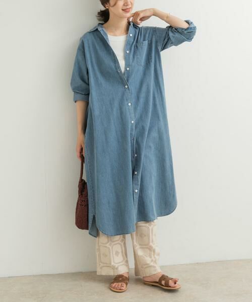 URBAN RESEARCH DOORS / アーバンリサーチ ドアーズ ワンピース | ライトコットンデニムシャツワンピース | 詳細14