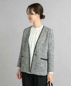 URBAN RESEARCH DOORS / アーバンリサーチ ドアーズ テーラードジャケット | ツィードVネックロングジャケット