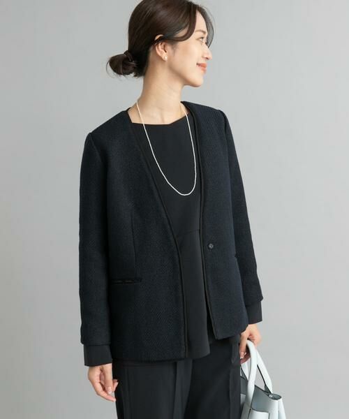 URBAN RESEARCH DOORS / アーバンリサーチ ドアーズ テーラードジャケット | ツィードVネックロングジャケット | 詳細1