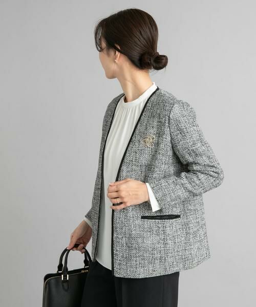 URBAN RESEARCH DOORS / アーバンリサーチ ドアーズ テーラードジャケット | ツィードVネックロングジャケット | 詳細13
