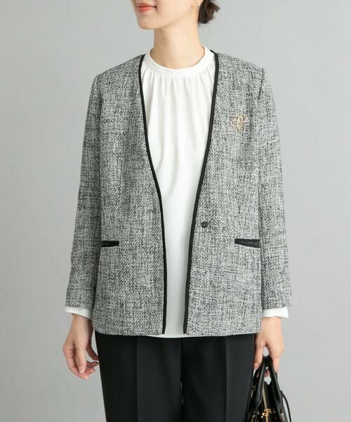 URBAN RESEARCH DOORS / アーバンリサーチ ドアーズ テーラードジャケット | ツィードVネックロングジャケット | 詳細19