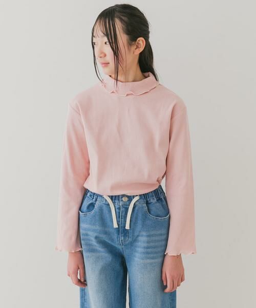 URBAN RESEARCH DOORS / アーバンリサーチ ドアーズ トップス | 『WEB/一部店舗限定サイズ』メローフリルリブタートルネックTシャツ(KIDS) | 詳細1