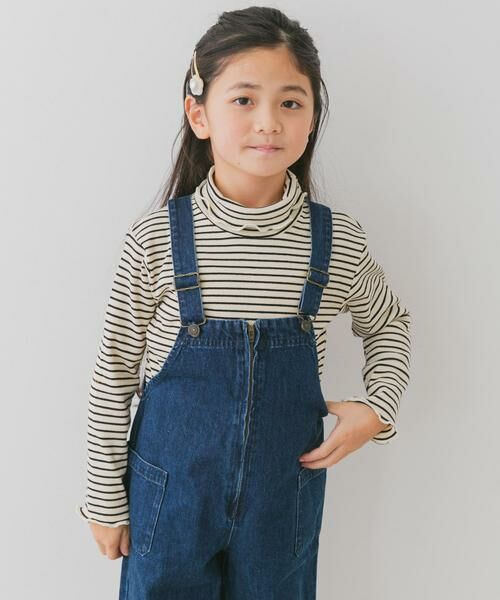 URBAN RESEARCH DOORS / アーバンリサーチ ドアーズ トップス | 『WEB/一部店舗限定サイズ』ボーダーフリルリブタートルネック(KIDS) | 詳細1