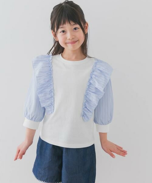 URBAN RESEARCH DOORS / アーバンリサーチ ドアーズ トップス | 布帛ドッキングフリルカットソー(KIDS) | 詳細12