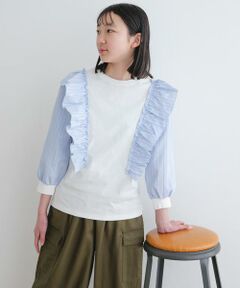 URBAN RESEARCH DOORS / アーバンリサーチ ドアーズ トップス | 『WEB/一部店舗限定』布帛ドッキングフリルカットソー(KIDS)