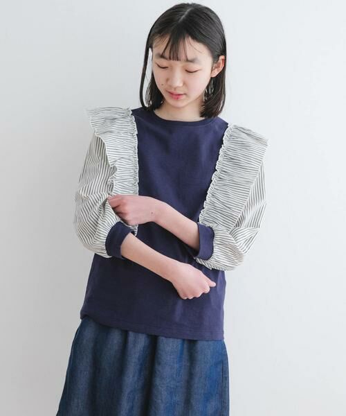 URBAN RESEARCH DOORS / アーバンリサーチ ドアーズ トップス | 『WEB/一部店舗限定』布帛ドッキングフリルカットソー(KIDS) | 詳細1