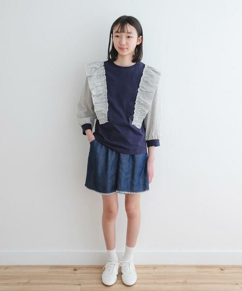 URBAN RESEARCH DOORS / アーバンリサーチ ドアーズ トップス | 『WEB/一部店舗限定』布帛ドッキングフリルカットソー(KIDS) | 詳細3