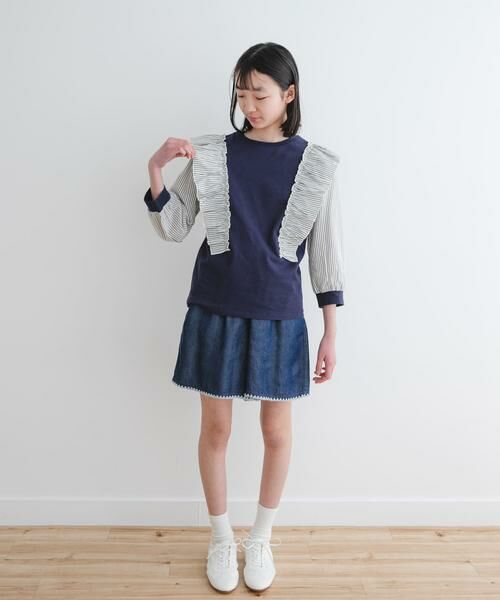 URBAN RESEARCH DOORS / アーバンリサーチ ドアーズ トップス | 『WEB/一部店舗限定』布帛ドッキングフリルカットソー(KIDS) | 詳細4