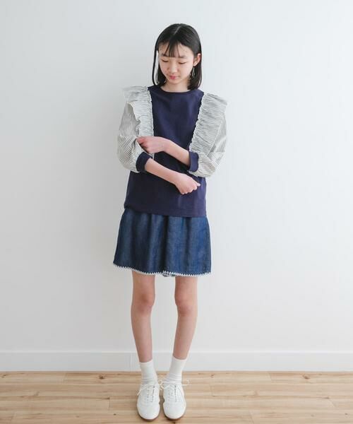 URBAN RESEARCH DOORS / アーバンリサーチ ドアーズ トップス | 『WEB/一部店舗限定』布帛ドッキングフリルカットソー(KIDS) | 詳細5