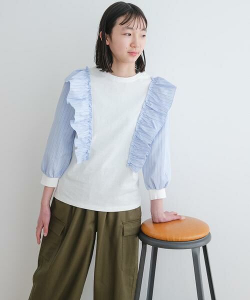URBAN RESEARCH DOORS / アーバンリサーチ ドアーズ トップス | 『WEB/一部店舗限定』布帛ドッキングフリルカットソー(KIDS) | 詳細13