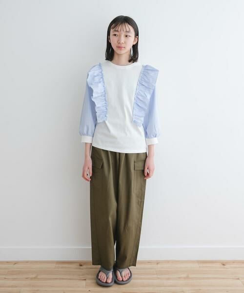 URBAN RESEARCH DOORS / アーバンリサーチ ドアーズ トップス | 『WEB/一部店舗限定』布帛ドッキングフリルカットソー(KIDS) | 詳細14