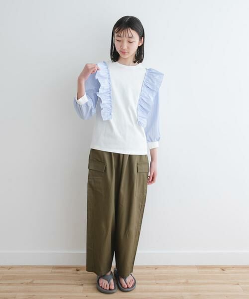 URBAN RESEARCH DOORS / アーバンリサーチ ドアーズ トップス | 『WEB/一部店舗限定』布帛ドッキングフリルカットソー(KIDS) | 詳細15