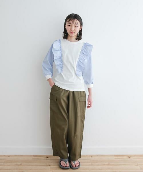 URBAN RESEARCH DOORS / アーバンリサーチ ドアーズ トップス | 『WEB/一部店舗限定』布帛ドッキングフリルカットソー(KIDS) | 詳細17