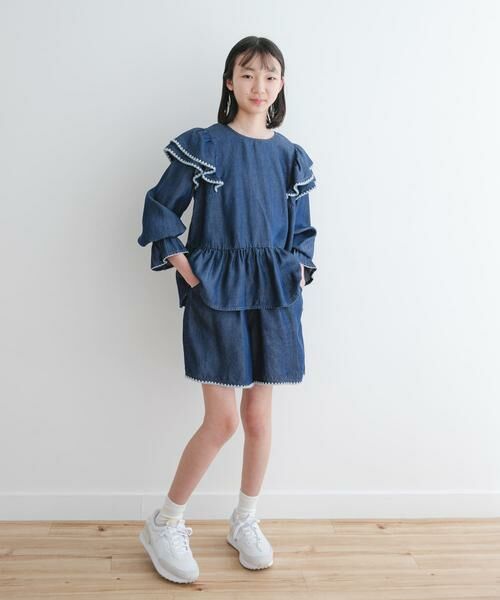 URBAN RESEARCH DOORS / アーバンリサーチ ドアーズ パンツ | 『WEB/一部店舗限定サイズ』テンセルデニムキュロット(KIDS) | 詳細15