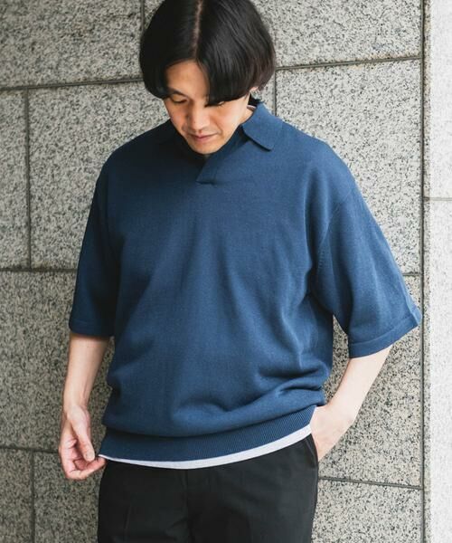 URBAN RESEARCH DOORS / アーバンリサーチ ドアーズ ポロシャツ | リネン混ハイゲージ スキッパーニットポロシャツ | 詳細3