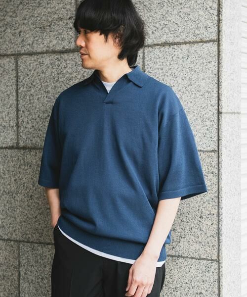 URBAN RESEARCH DOORS / アーバンリサーチ ドアーズ ポロシャツ | リネン混ハイゲージ スキッパーニットポロシャツ | 詳細4