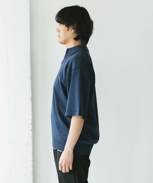 URBAN RESEARCH DOORS / アーバンリサーチ ドアーズ ポロシャツ | リネン混ハイゲージ スキッパーニットポロシャツ | 詳細8