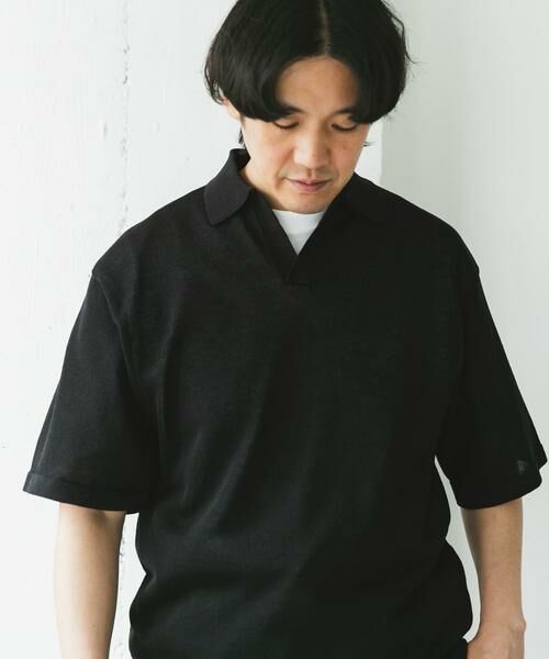 URBAN RESEARCH DOORS / アーバンリサーチ ドアーズ ポロシャツ | リネン混ハイゲージ スキッパーニットポロシャツ | 詳細18