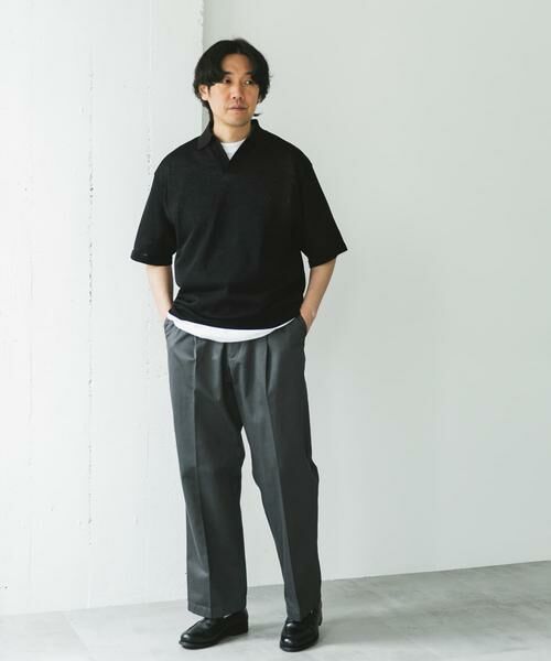 URBAN RESEARCH DOORS / アーバンリサーチ ドアーズ ポロシャツ | リネン混ハイゲージ スキッパーニットポロシャツ | 詳細20