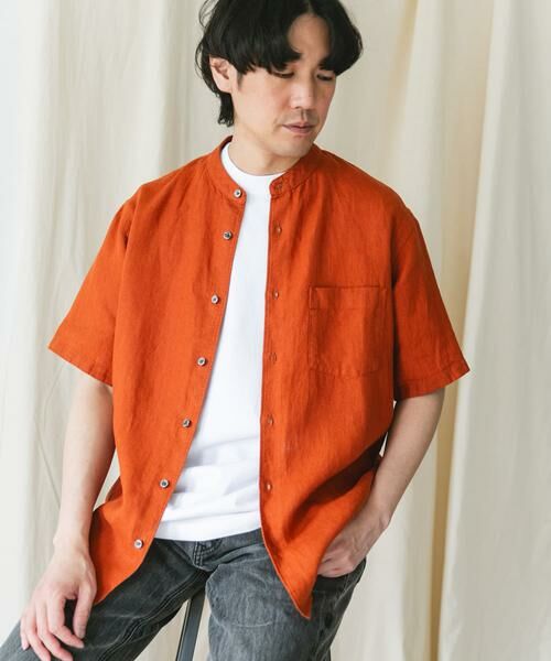 URBAN RESEARCH DOORS / アーバンリサーチ ドアーズ シャツ・ブラウス | 『XLサイズ/WEB限定』シルケットリネン バンドカラーショートスリーブシャツ | 詳細10
