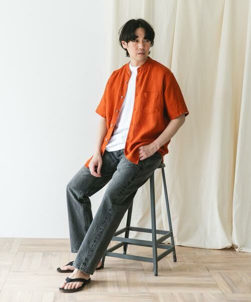 URBAN RESEARCH DOORS / アーバンリサーチ ドアーズ シャツ・ブラウス | 『XLサイズ/WEB限定』シルケットリネン バンドカラーショートスリーブシャツ | 詳細11