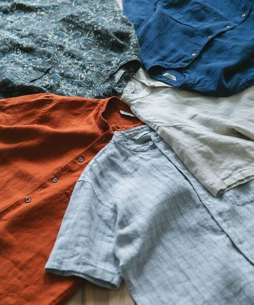 URBAN RESEARCH DOORS / アーバンリサーチ ドアーズ シャツ・ブラウス | 『XLサイズ/WEB限定』シルケットリネン バンドカラーショートスリーブシャツ | 詳細12