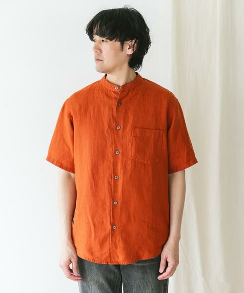 URBAN RESEARCH DOORS / アーバンリサーチ ドアーズ シャツ・ブラウス | 『XLサイズ/WEB限定』シルケットリネン バンドカラーショートスリーブシャツ | 詳細13