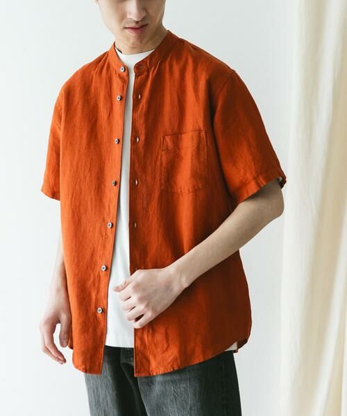 URBAN RESEARCH DOORS / アーバンリサーチ ドアーズ シャツ・ブラウス | 『XLサイズ/WEB限定』シルケットリネン バンドカラーショートスリーブシャツ | 詳細3