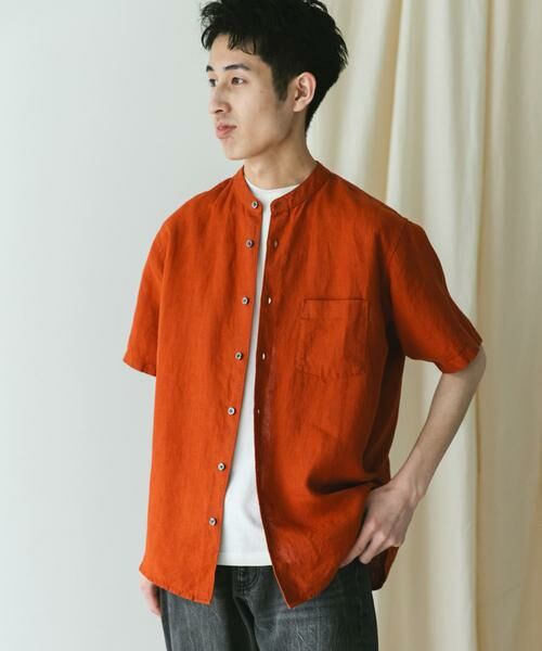URBAN RESEARCH DOORS / アーバンリサーチ ドアーズ シャツ・ブラウス | 『XLサイズ/WEB限定』シルケットリネン バンドカラーショートスリーブシャツ | 詳細4