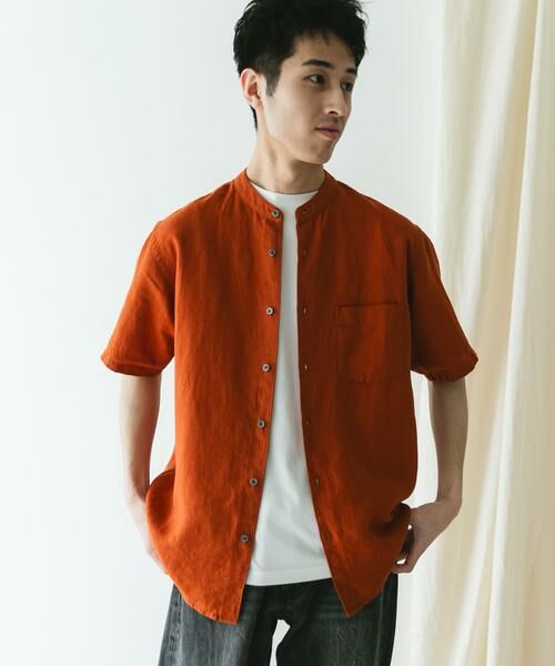 URBAN RESEARCH DOORS / アーバンリサーチ ドアーズ シャツ・ブラウス | 『XLサイズ/WEB限定』シルケットリネン バンドカラーショートスリーブシャツ | 詳細5