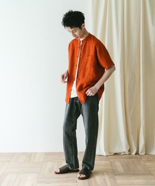 URBAN RESEARCH DOORS / アーバンリサーチ ドアーズ シャツ・ブラウス | 『XLサイズ/WEB限定』シルケットリネン バンドカラーショートスリーブシャツ | 詳細6