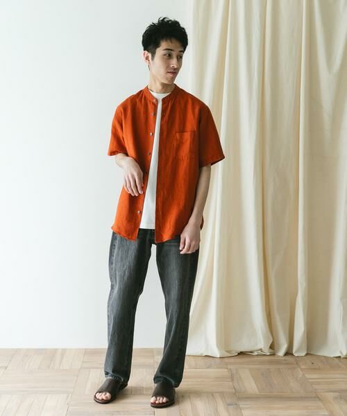 URBAN RESEARCH DOORS / アーバンリサーチ ドアーズ シャツ・ブラウス | 『XLサイズ/WEB限定』シルケットリネン バンドカラーショートスリーブシャツ | 詳細7