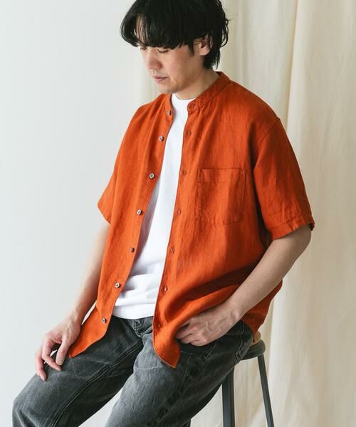 URBAN RESEARCH DOORS / アーバンリサーチ ドアーズ シャツ・ブラウス | 『XLサイズ/WEB限定』シルケットリネン バンドカラーショートスリーブシャツ | 詳細9