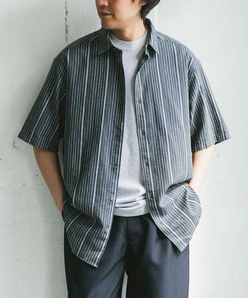 URBAN RESEARCH DOORS / アーバンリサーチ ドアーズ シャツ・ブラウス | ヘンプコットン レギュラーカラーシャツ(チャコールグレー)