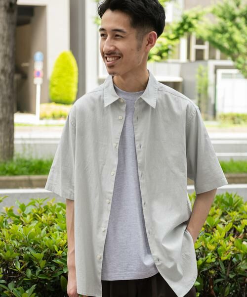 URBAN RESEARCH DOORS/アーバンリサーチ ドアーズ ヘンプコットン レギュラーカラーシャツ グレー系その他 M