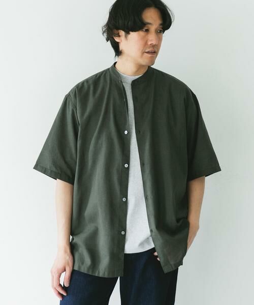 URBAN RESEARCH DOORS / アーバンリサーチ ドアーズ シャツ・ブラウス | 『XLサイズ/WEB限定』『UR TECH 高機能リネン』バンドカラーシャツ | 詳細1