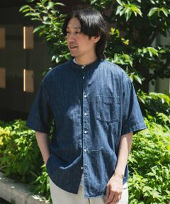 URBAN RESEARCH DOORS / アーバンリサーチ ドアーズ シャツ・ブラウス | リネン混 デニムバンドショートスリーブシャツ